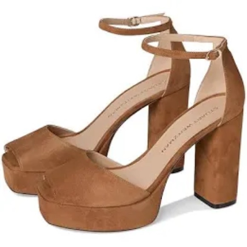 Brown Camel color Platform Block Heel Sandals